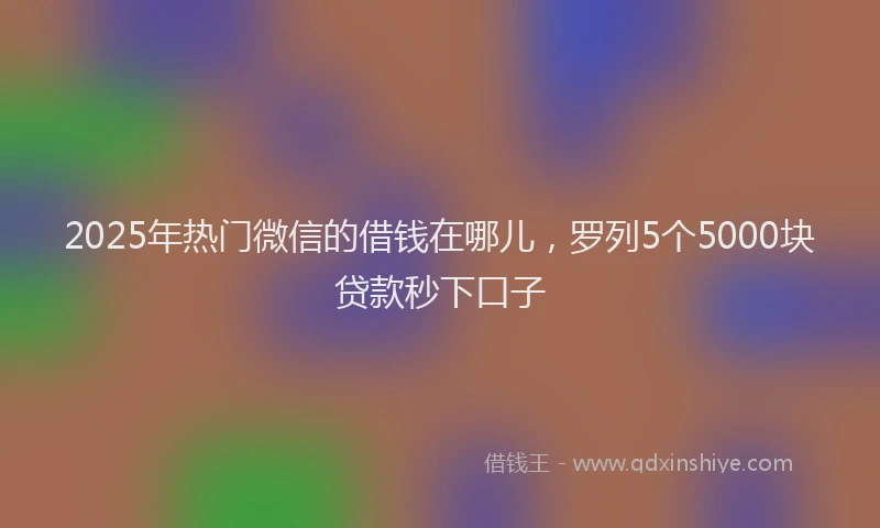 2025年热门微信的借钱在哪儿，罗列5个5000块贷款秒下口子