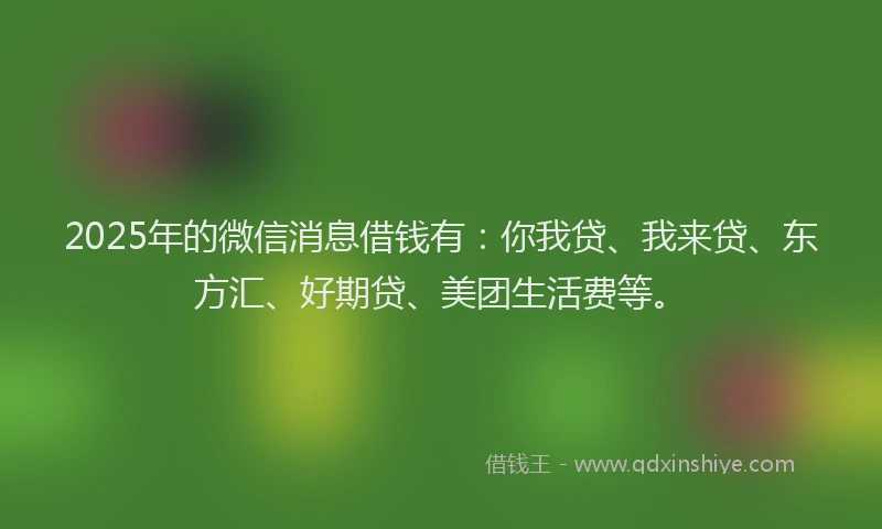 2025年的微信消息借钱有：你我贷、我来贷、东方汇、好期贷、美团生活费等。