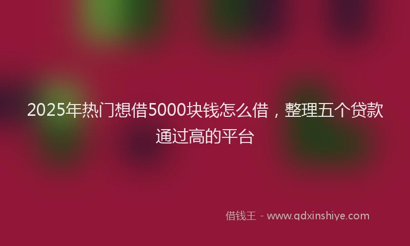 2025年热门想借5000块钱怎么借，整理五个贷款通过高的平台