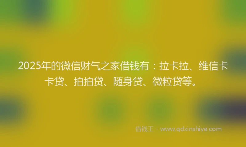 2025年的微信财气之家借钱有：拉卡拉、维信卡卡贷、拍拍贷、随身贷、微粒贷等。
