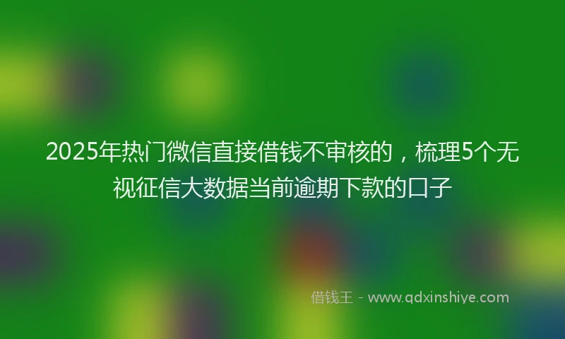 2025年热门微信直接借钱不审核的，梳理5个无视征信大数据当前逾期下款的口子