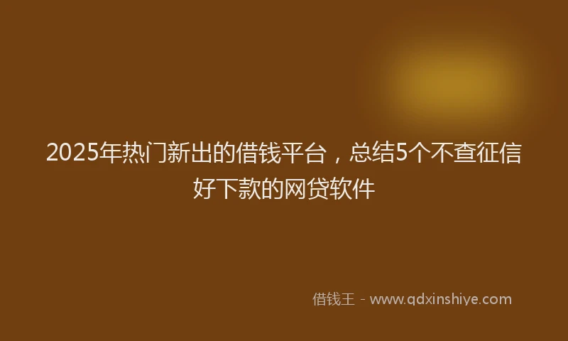 2025年热门新出的借钱平台，总结5个不查征信好下款的网贷软件