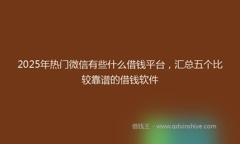 2025年热门微信有些什么借钱平台，汇总五个比较靠谱的借钱软件