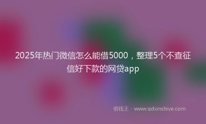 2025年热门微信怎么能借5000，整理5个不查征信好下款的网贷app