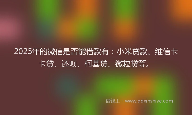 2025年的微信是否能借款有：小米贷款、维信卡卡贷、还呗、柯基贷、微粒贷等。