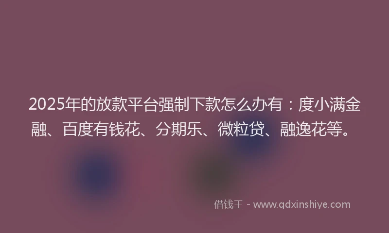 2025年的放款平台强制下款怎么办有：度小满金融、百度有钱花、分期乐、微粒贷、融逸花等。