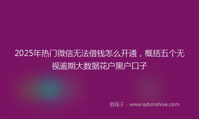 2025年热门微信无法借钱怎么开通，概括五个无视逾期大数据花户黑户口子