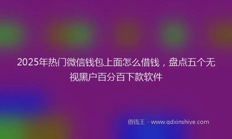 2025年热门微信钱包上面怎么借钱，盘点五个无视黑户百分百下款软件
