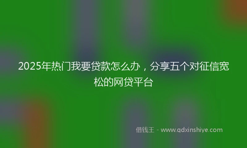 2025年热门我要贷款怎么办，分享五个对征信宽松的网贷平台