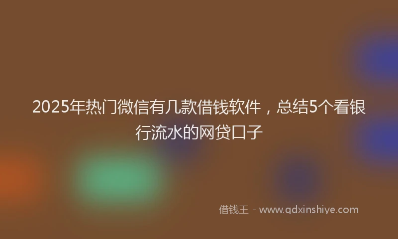 2025年热门微信有几款借钱软件，总结5个看银行流水的网贷口子