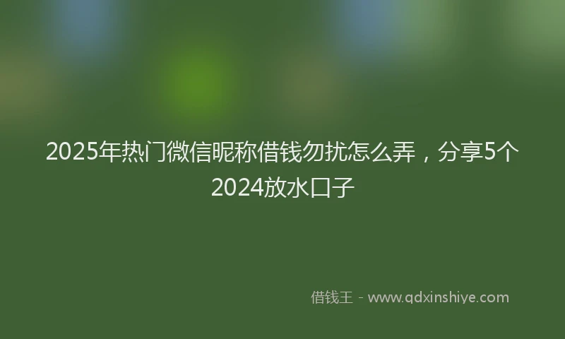 2025年热门微信昵称借钱勿扰怎么弄，分享5个2024放水口子