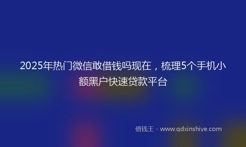 2025年热门微信敢借钱吗现在，梳理5个手机小额黑户快速贷款平台