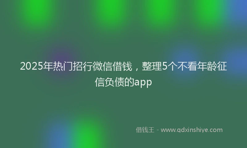 2025年热门招行微信借钱，整理5个不看年龄征信负债的app
