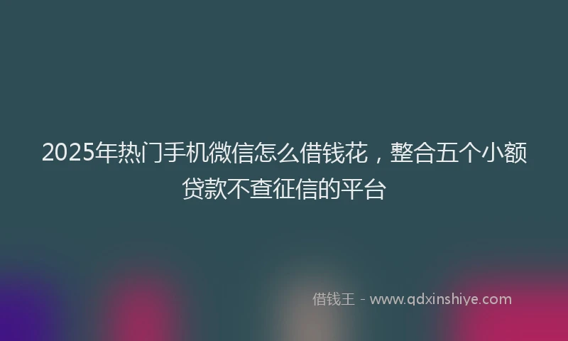 2025年热门手机微信怎么借钱花，整合五个小额贷款不查征信的平台