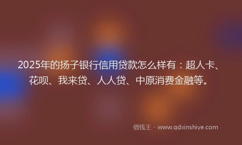 2025年的扬子银行信用贷款怎么样有：超人卡、花呗、我来贷、人人贷、中原消费金融等。