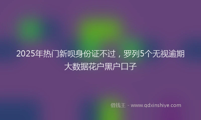 2025年热门新呗身份证不过，罗列5个无视逾期大数据花户黑户口子