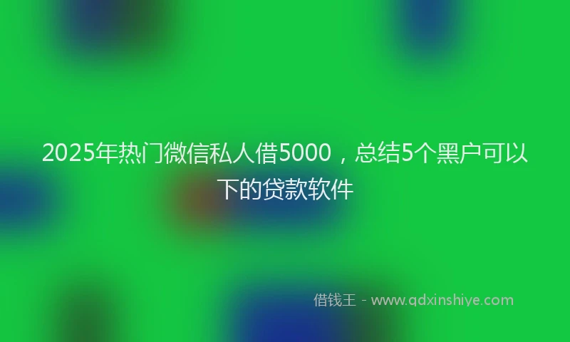2025年热门微信私人借5000，总结5个黑户可以下的贷款软件