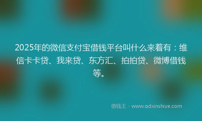 2025年的微信支付宝借钱平台叫什么来着有：维信卡卡贷、我来贷、东方汇、拍拍贷、微博借钱等。