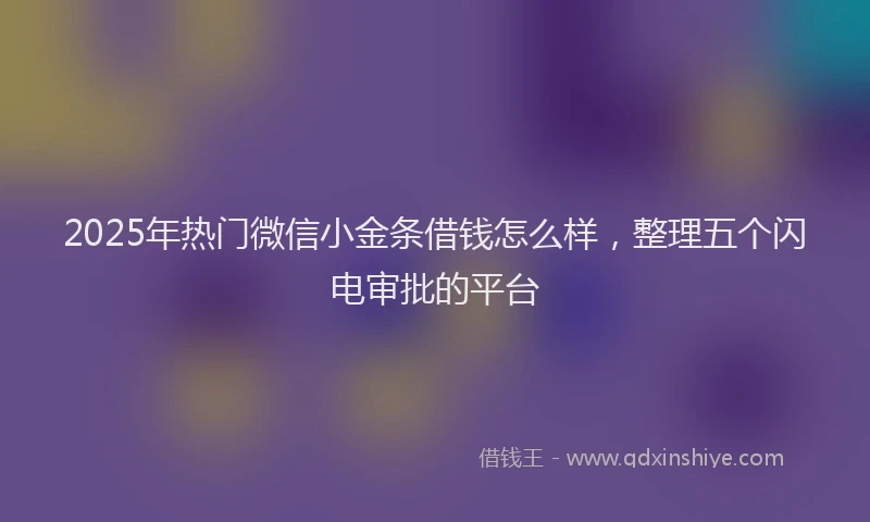 2025年热门微信小金条借钱怎么样，整理五个闪电审批的平台