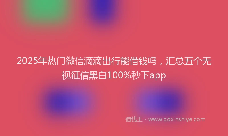 2025年热门微信滴滴出行能借钱吗，汇总五个无视征信黑白100%秒下app