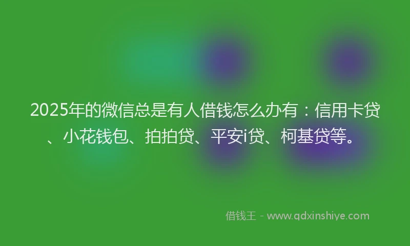 2025年的微信总是有人借钱怎么办有：信用卡贷、小花钱包、拍拍贷、平安i贷、柯基贷等。