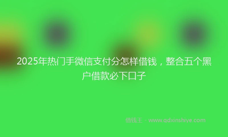 2025年热门手微信支付分怎样借钱，整合五个黑户借款必下口子