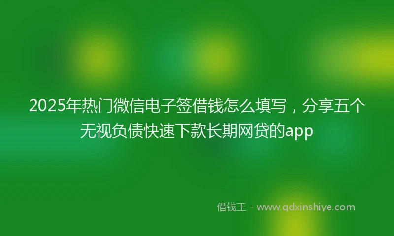 2025年热门微信电子签借钱怎么填写，分享五个无视负债快速下款长期网贷的app