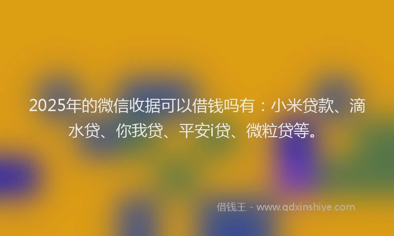 2025年的微信收据可以借钱吗有：小米贷款、滴水贷、你我贷、平安i贷、微粒贷等。
