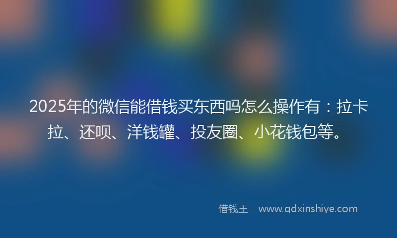2025年的微信能借钱买东西吗怎么操作有：拉卡拉、还呗、洋钱罐、投友圈、小花钱包等。