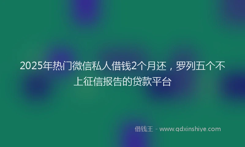 2025年热门微信私人借钱2个月还，罗列五个不上征信报告的贷款平台
