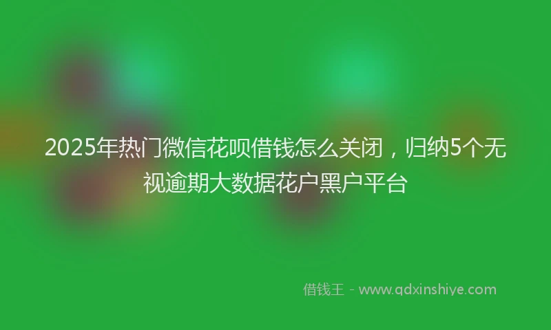 2025年热门微信花呗借钱怎么关闭，归纳5个无视逾期大数据花户黑户平台