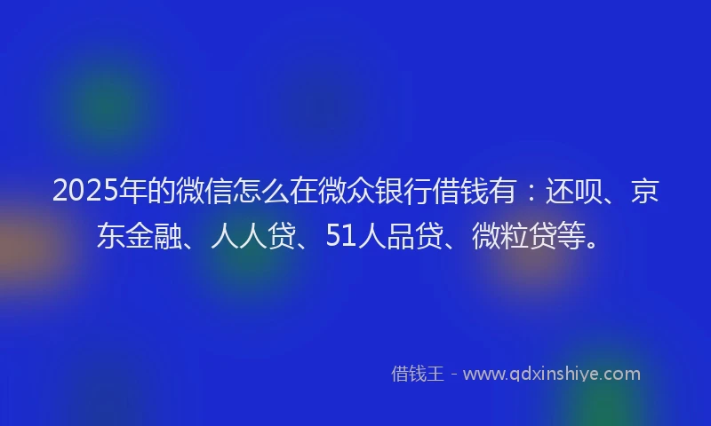 2025年的微信怎么在微众银行借钱有：还呗、京东金融、人人贷、51人品贷、微粒贷等。