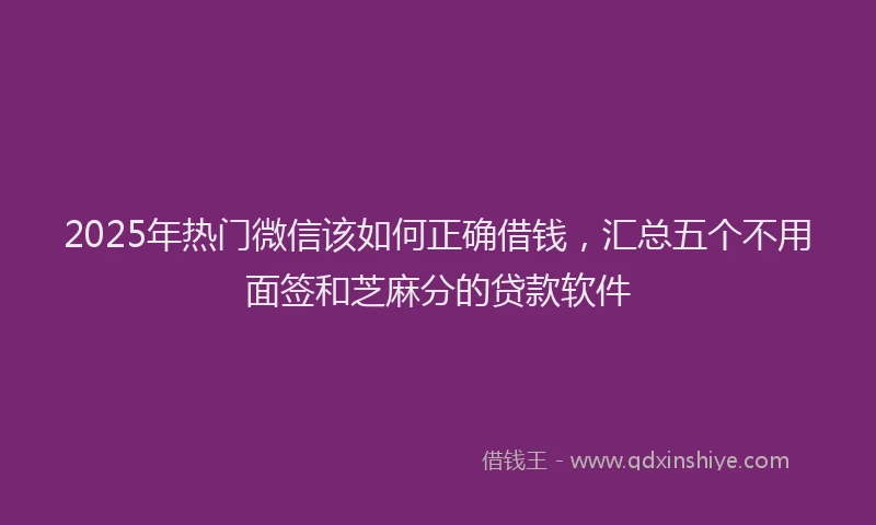 2025年热门微信该如何正确借钱，汇总五个不用面签和芝麻分的贷款软件