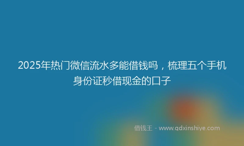 2025年热门微信流水多能借钱吗，梳理五个手机身份证秒借现金的口子