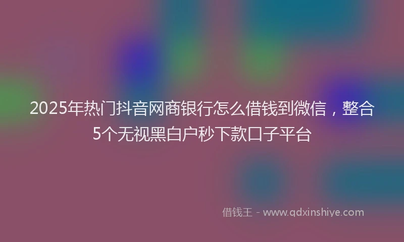 2025年热门抖音网商银行怎么借钱到微信，整合5个无视黑白户秒下款口子平台