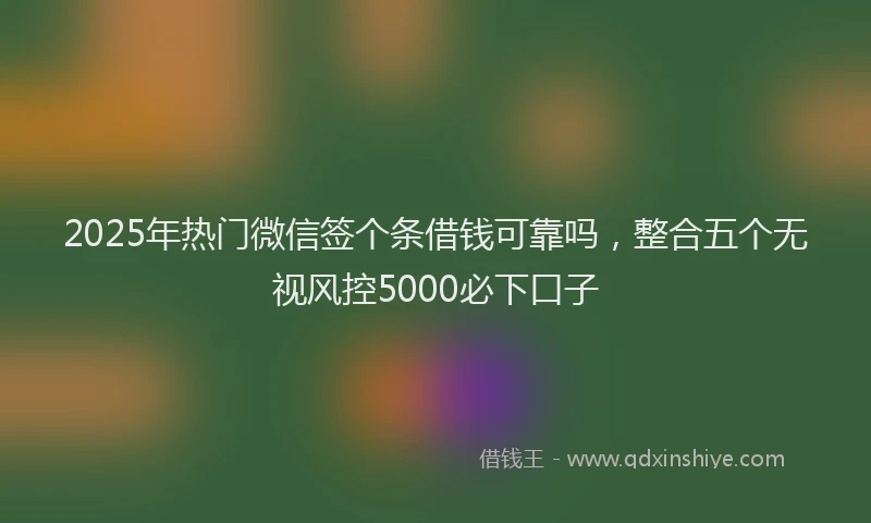 2025年热门微信签个条借钱可靠吗，整合五个无视风控5000必下口子