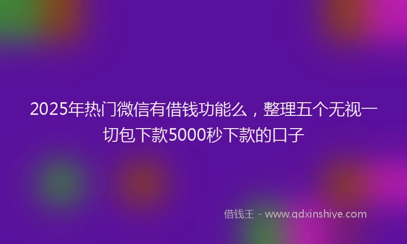 2025年热门微信有借钱功能么，整理五个无视一切包下款5000秒下款的口子