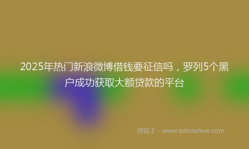 2025年热门新浪微博借钱要征信吗，罗列5个黑户成功获取大额贷款的平台