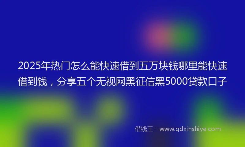 2025年热门怎么能快速借到五万块钱哪里能快速借到钱，分享五个无视网黑征信黑5000贷款口子