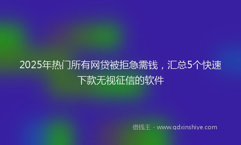 2025年热门所有网贷被拒急需钱，汇总5个快速下款无视征信的软件