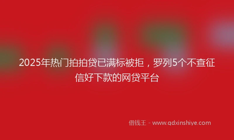 2025年热门拍拍贷已满标被拒，罗列5个不查征信好下款的网贷平台