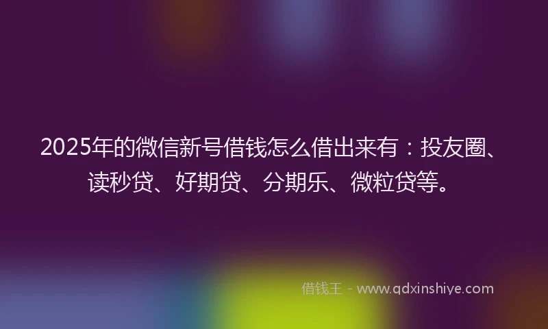 2025年的微信新号借钱怎么借出来有：投友圈、读秒贷、好期贷、分期乐、微粒贷等。