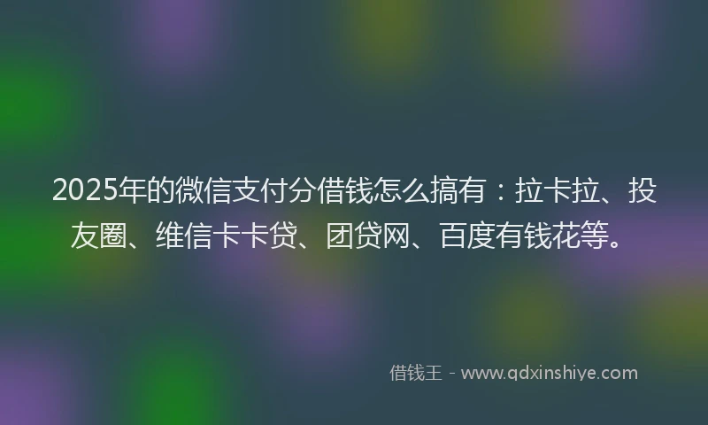 2025年的微信支付分借钱怎么搞有：拉卡拉、投友圈、维信卡卡贷、团贷网、百度有钱花等。