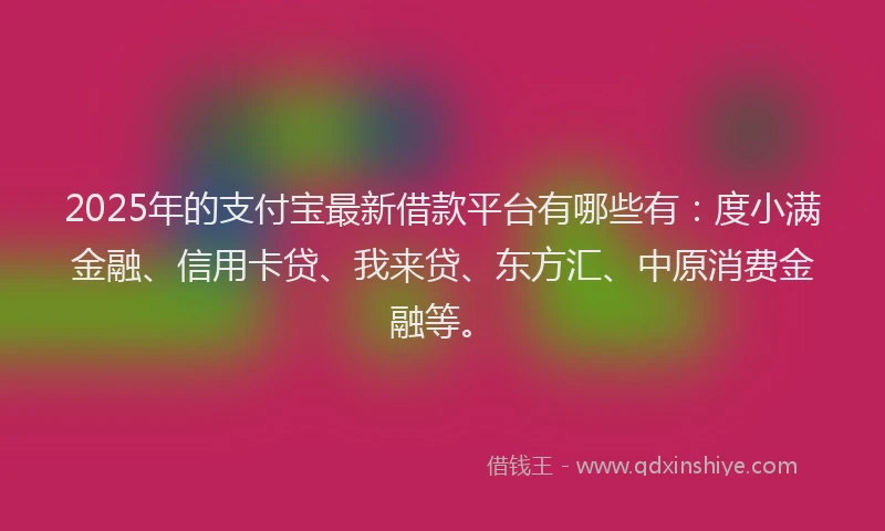 2025年的支付宝最新借款平台有哪些有：度小满金融、信用卡贷、我来贷、东方汇、中原消费金融等。
