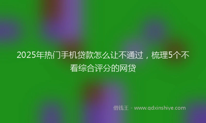 2025年热门手机贷款怎么让不通过，梳理5个不看综合评分的网贷