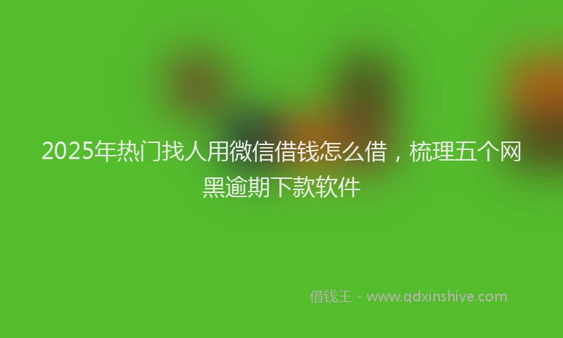 2025年热门找人用微信借钱怎么借，梳理五个网黑逾期下款软件