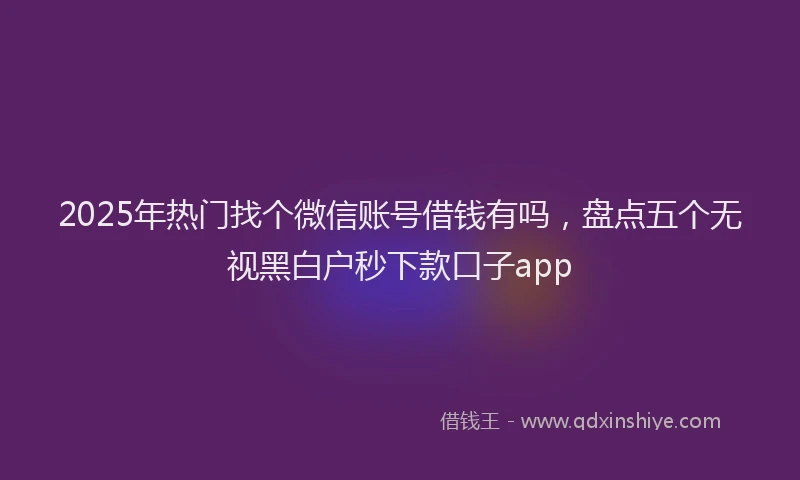 2025年热门找个微信账号借钱有吗，盘点五个无视黑白户秒下款口子app