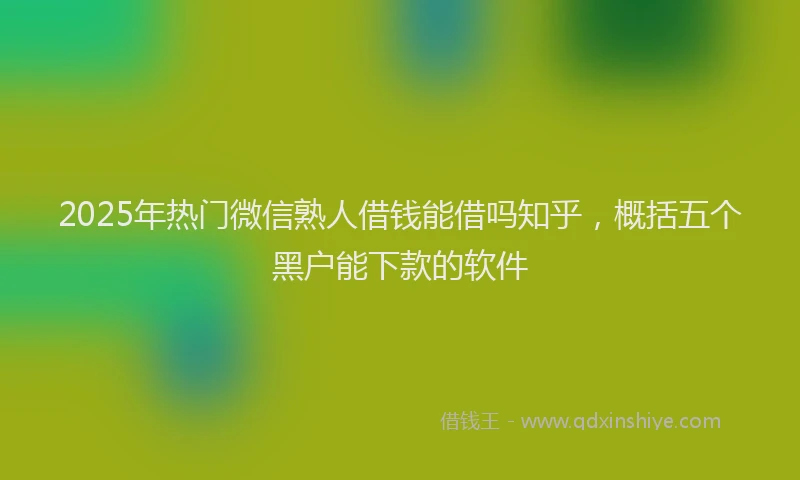 2025年热门微信熟人借钱能借吗知乎，概括五个黑户能下款的软件