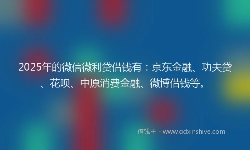 2025年的微信微利贷借钱有：京东金融、功夫贷、花呗、中原消费金融、微博借钱等。