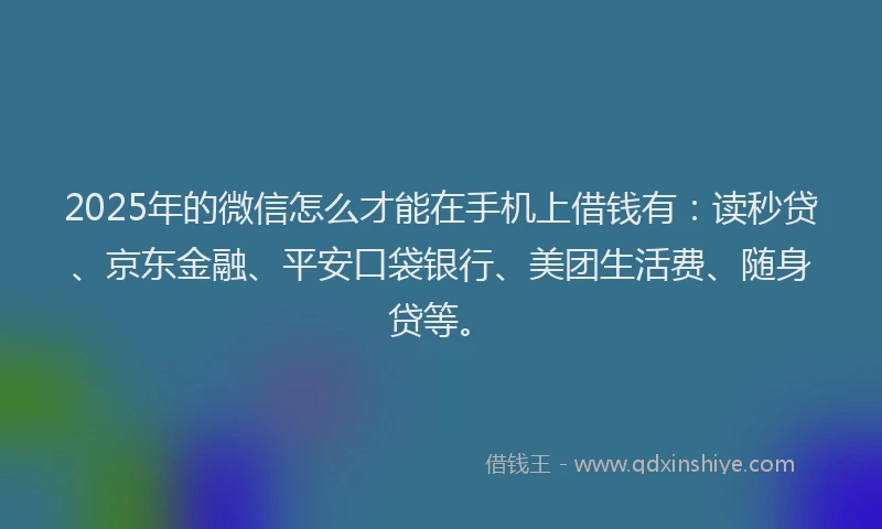 2025年的微信怎么才能在手机上借钱有：读秒贷、京东金融、平安口袋银行、美团生活费、随身贷等。